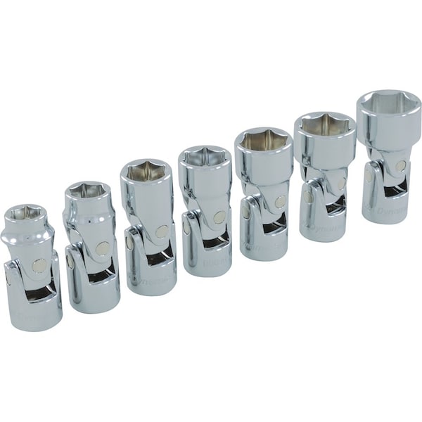 Tools 3/8"Dr 7Pcs 6 Point SAE, Universal Joint Socket Set, 3/8" - 3/4"